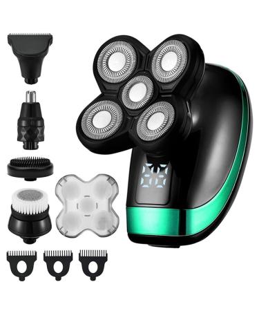 Head Shaver for Men 5D 5-in-1 Shaver Electric Rechargeable Head Shaver Waterproof Rotary Razor Beard Nose Hair Trimmer Electric Shaver for Men