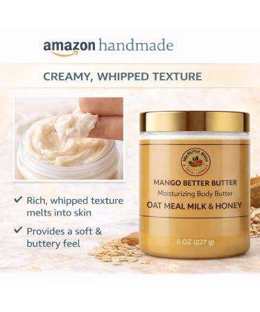 MSCEE Mango Better Butter Oatmeal Milk & Honey Body Butter Rich Whipped Moisturizer for Dry Skin Handmade in Small Batches 8 oz - Buy Online on GoSupps.com