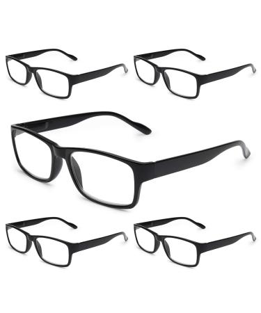 Gaoye 5-Pack Reading Glasses Blue Light Blocking Spring Hinge Readers for Women Men Anti Glare Filter Lightweight Eyeglasses Black 4.0 x