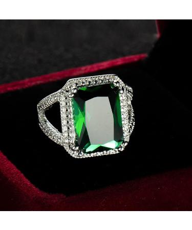 HengSun Vintage 925 Sterling Silver Emerald Ring for Women - Cocktail Ring with Green Gem CZ - Anniversary & Wedding Band - Buy Online on GoSupps.com