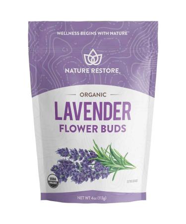 Nature Restore USDA Certified Organic Dried Lavender Flowers, Loose Leaf, Extra Grade, 4 Ounces