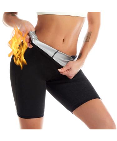 NANOHERTZ Sauna Sweat Shapewear Shorts Leggings Pants Workout Weight Loss Lower Body Shaper Sweatsuit Exercise Fitness Women Large Above Knee Short