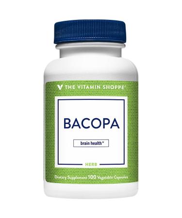 The Vitamin Shoppe Bacopa 500MG (Bacopa Monnieri) Clinically Studied Ingredient Herbal Brain Support Supplement Once Daily (100 Capsules)