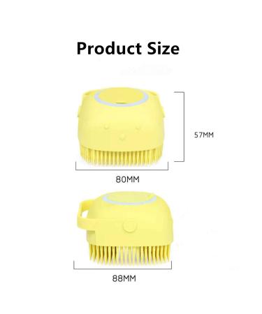 Silicone Bathroom Brush & Massage Shampoo Dispenser - Soft Shower Cleaning Tool for Kids Pets & Adults - Yellow - Buy Online on GoSupps.com