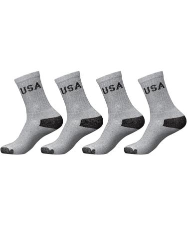 ATB 4 Pairs Men's Athletic USA Cushioned Crew Socks Grey | Premium Cotton | Size 10-13 - Buy Online on GoSupps.com