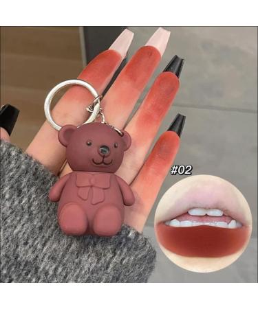 AZ.BNC Cute Bear Lipsticks Set - 6 Colors Matte Velvet Lipstick Key Chain | Waterproof Long Lasting Lip Gloss for Beauty Makeup - 6pcs (Red) - Buy Online on GoSupps.com