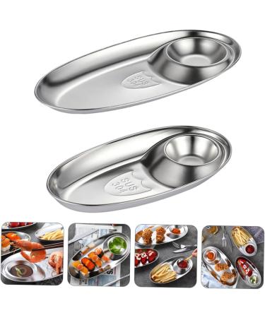 Zerodeko 2pcs Sauce Dish Kitchen Utensil Soy Dipping Plate Ketchup Serving Snack Serving Platter Sauce Holder Condiment Bowl Soybean Sauce Container Stainless Steel Ceramics Side re-usable - Buy Online on GoSupps.com