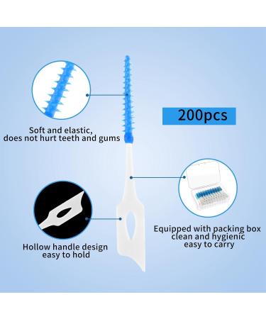 200 Interdental Brushes - Silicone Dual-House Dental Floss Sticks for Tooth Cleaning | Portable & Convenient - Blue & Green - Buy Online on GoSupps.com