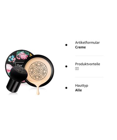 Mushroom Head Air Cushion BB Cream | Moisturizing CC Liquid Foundation for Even Skin Tone | Brightening Makeup Base Primer (Natural) - Shop Internationally - Buy Online on GoSupps.com