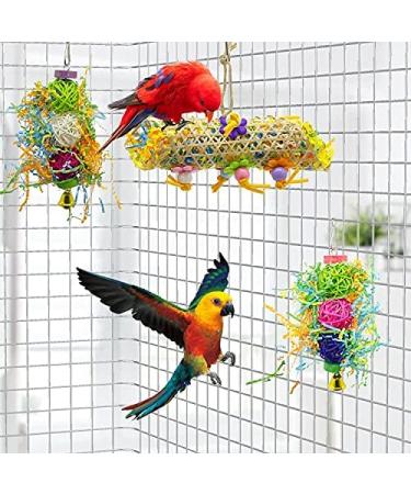 3-Pack Bird Chewing & Foraging Toys Parrot Cage Shredder & Loofah Hanging Toy Set for Cockatiel, Conure, African Grey - EBaokuup - Buy Online on GoSupps.com