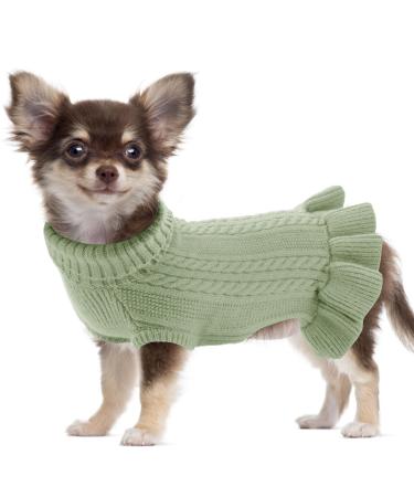Alagirls chihuahua clothing winter warm dog sweater puppy clothing classic turtleneck fleecemantel for large dogs sweet pet outfits clothing sagegreen xl XL sage green