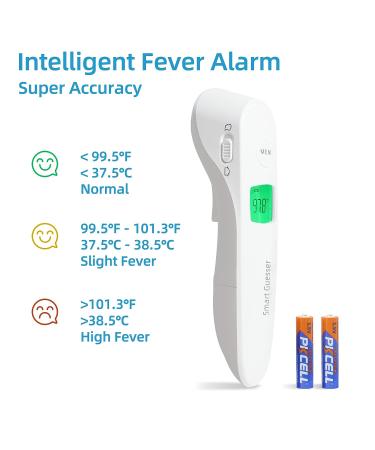 Smart Guesser Infrared Forehead Thermometer for Adults and Baby - Digital Thermometer with Fever Alarm and Memory Function - White - Buy Online on GoSupps.com