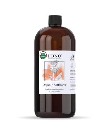 HBNO Organic Safflower Oil - 32 oz (950ml) Value Size - Ideal for Shampoos Conditioners Face wash Lotions and Skin care products