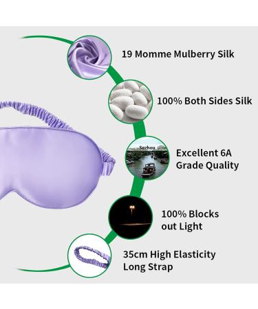 Silk Sleep Mask for Women/Men/Girls - 19 Momme 100% Pure Mulberry Silk, Blackout, Anti-Allergy, Purple - Buy Online on GoSupps.com