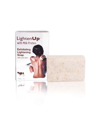 LightenUp, Lactic Acid Exfoliating Soap | 7.7 oz / 200 g | Brightening Bar, AHA Soaps, Fade Dark Spots on: Knees, Body, Armpits | with Shea Butter, Apricot, Milk Protein