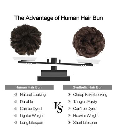 FESHFEN Messy Bun Hair Piece - 100% Human Hair Extension in Dark Brown - Buy Online on GoSupps.com
