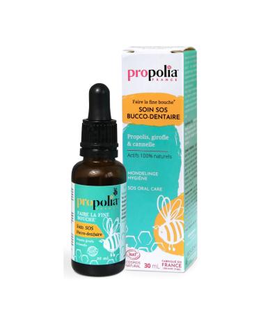 PROPOLIA - SOS Oral Care - Sanitizes and soothes gums and oral sphere - Propolis, Honey, Cinnamon & Clove - 100% natural - Made in France - 30ml