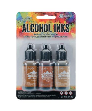 Ranger Adirondack Alcohol Ink 1/2-Ounce 3/Pkg, Cabin Cupboard, Caramel/Ginger/Latte (AAI-20691)