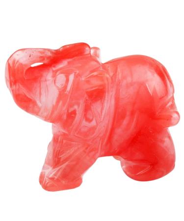 Nupuyai elephant figure gemstone crystal lucky elephant healing stone lucky charm elephant figure Reiki Fengshui decoration 912#-red cherry quartz