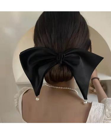 BUAJIUBUA Big Bow Hair Clip for Women Girls Pearl Dangling Prom Hair Clip Hair Pieces