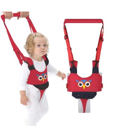 IULONEE Baby Walking Harness Handle Adjustable Toddler Walking Assistant Child Hand Held Standing Up and Walking Learning Helper Infant Walking Belt Reins Kids Safety Harness 7-24 Month (Red)