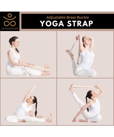 Samadhaan Durable Yoga Strap with Sliding Brass Buckle - Double Thickness Adjustable Belt for Stretching, Pilates & Fitness | Strong & Secure - Buy Online on GoSupps.com