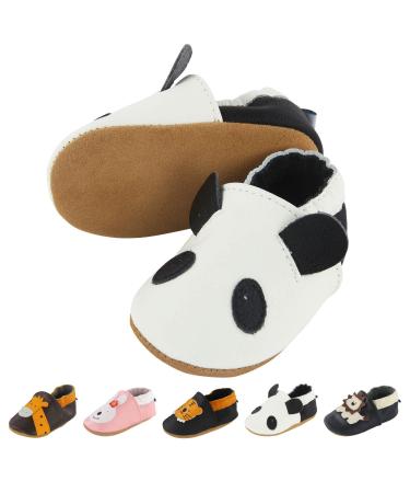 Baby Shoes Soft Leather Baby Shoes Baby Boy Shoes Baby Boys Girls Sneakers First Walking Shoes Non-Slip Rubber Soles Newborn Cartoon Prewalker Sneakers 0-24 Months 12-18 Months White Panda