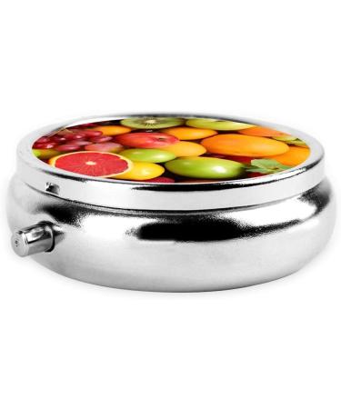 Fresh Fruits & Vegetables Mini Round Pill Box | 3 Compartment Portable Organizer for Travel Home & Office - Buy Online on GoSupps.com