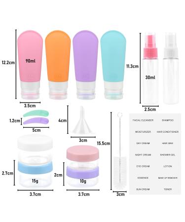 Etopgo Silicone Travel Bottles Set - 16 TSA Approved Multicolor Fillable Containers for Shampoo Lotion & More | Travel Size Essentials - Buy Online on GoSupps.com
