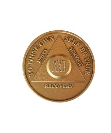 21 Year Bronze AA (Alcoholics Anonymous) - Sober / Sobriety / Birthday / Anniversary / Recovery / Medallion / Coin / Chip C