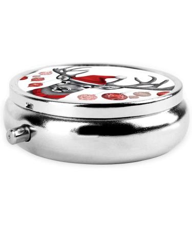 Buy Funny Christmas Moose Round Pill Box | 3 Compartment Portable Travel Medicine Organizer | Festive Pill Case for Vitamins & Tablets - Buy Online on GoSupps.com