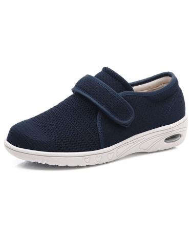 Diabetic Shoes for Women Wide Width Lightweight Breathable Elderly Walking Edema Sneakers Fertilizer Adjustable Closure Mens Diabetic Slippers Machine Washable 9.5 Blue