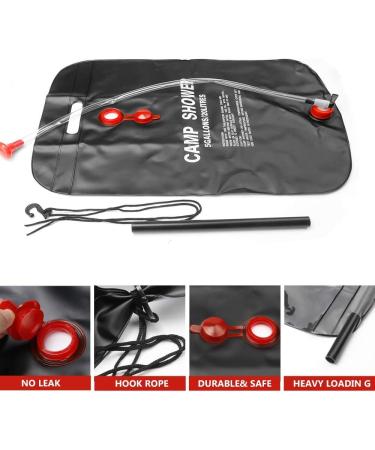 KIPIDA Solar Shower Bag - 5 Gallons/20L Heating Bag with Removable Hose and On-Off Switchable Shower Head - Camping, Beach, Swimming, Outdoor Traveling, Hiking - Buy Online on GoSupps.com