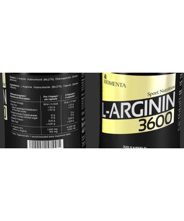 Buy BIOMENTA L-Arginine 3600 - 320 High Dose Arginine Capsules (913 mg) - Premium Quality Bulk Pack for Optimal Health - Buy Online on GoSupps.com