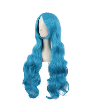 MapofBeauty 32 Curly Hair Anime Wig - Cyan Blue Cosplay with Side Bangs | International Shipping Available - Buy Online on GoSupps.com