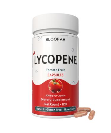 Bloofah Lycopene Supplement Capsules 500mg Tomato Fruit Powder with Natural Lycopene for Antioxidant & Daily Wellness Support | Gluten Free, Non-GMO (120 Count (Pack of 1))