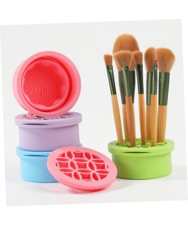 FRCOLOR Brush Scrubber Bowl Brush Holder Makeup Brush Cleaning Pad Powder Puff Cleaning Bowl Makeup Brush Washing Mat Makeup Sponge Cleaning Bowl Silica Gel Storage Box Make up Purple 10x8.5cm Purple - Buy Online on GoSupps.com