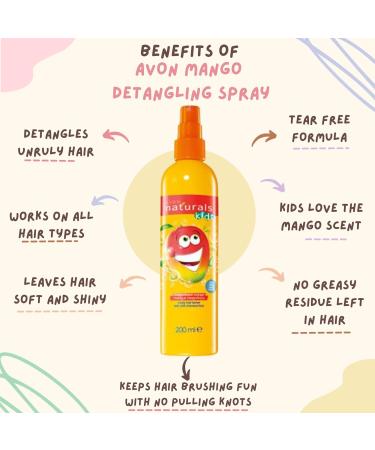 Kids Magnificent Mango Detangler Spray 2 x 200ml & 3 x Roshearry Silk Satin Hair Scrunchies Bundle - Tear-Free Formula - Buy Online on GoSupps.com