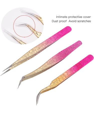 Premium Nail Strass Picking Tweezers Set - 3 Professional Nail Art Tweezers with Color Gradient Straight & Curved Stainless Steel Tips for Manicure & Rhinestones - Buy Online on GoSupps.com
