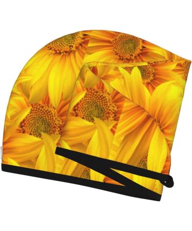 Quick-Dry Hair Towel Wrap with Button - 3D Sunflowers | Hair Turban for Fast Drying | Premium Towel for International Shipping - Buy Online on GoSupps.com