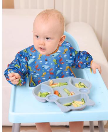 Lictin 3 Pcs Long Sleeve Baby Bibs | Waterproof & Adjustable Closure | Baby Smock for Toddlers 6-24 Months - Pale Green - Buy Online on GoSupps.com
