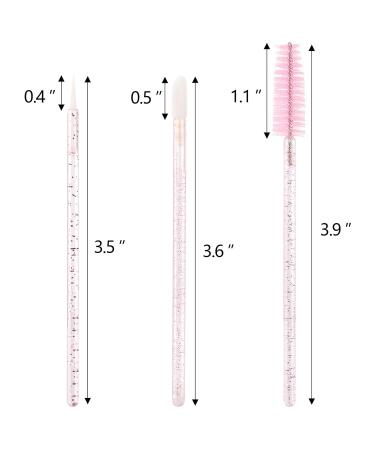 300pcs Eyelash Extension Supplies Kit | 100 Disposable Mascara Wands Lip & Eyeliner Brushes | Crystal Pink - Buy Online on GoSupps.com