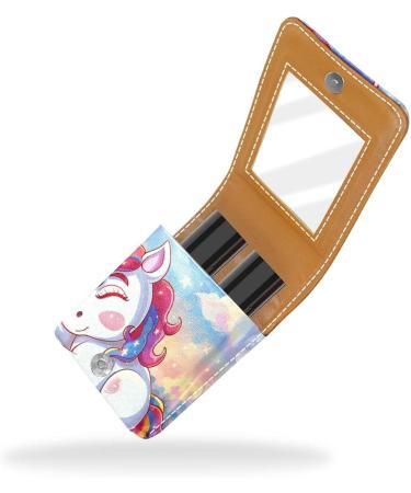 Travel Lipstick Organizer Case | Portable Makeup Bag with Mirror | Cloud Rainbow Unicorn Design | Shop Internationally - Buy Online on GoSupps.com