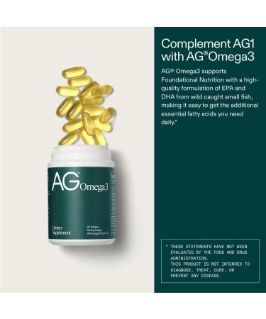 AG1 Omega 3 Fish Oil Softgels 2000mg EPA & DHA from Wild-Caught Fish Supports Heart Brain & Joint Health | 90 Capsules | Athletic Greens Supplement - Buy Online on GoSupps.com