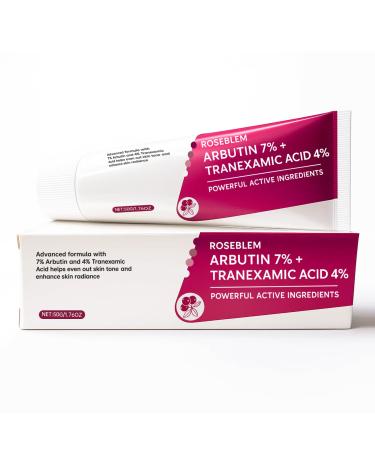 Roseblem Arbutin 7% + Tranexamic Acid 4% Face Cream for Dark Spots & Uneven Skin Tone Hydrating Non-Irritating Safe for Sensitive Skin 1.76 oz (Pack of 1)