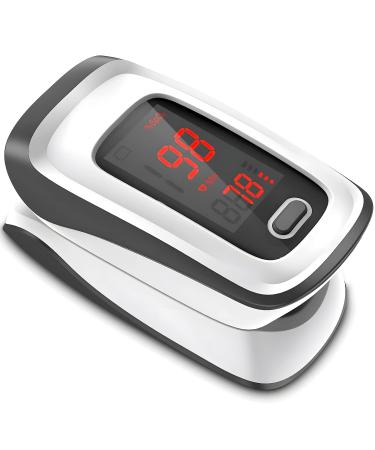 Ansta pulse oximeter pulseximeter for monitoring spo2 heart rate when measuring the blood oxygen saturation large LED screen quick and easy gray