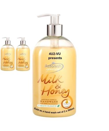 Set of 2 Antibacterial Scented Liquid Hand Wash Soap 500ml - Milk & Honey