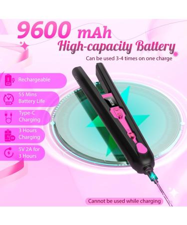Buy Cordless Hair Straightener & Curler Combo | Rechargeable Ceramic Flat Iron with Fast Heating & Adjustable Temp - Ideal for Travel - Buy Online on GoSupps.com