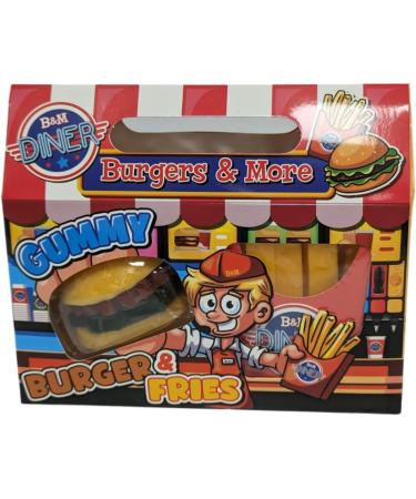 Diner Giant Gummy Burger & Fries 130g Sweet Jelly Candy Squishy Xmas Treats Delights - Buy Online on GoSupps.com