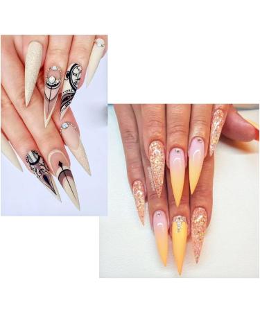 JZK 500x Clear Extra Long Half Cover Stiletto Nail Tips For Acrylic Extensions Long Pointy False Nail Tips For Gel And Acrylic Nails Finger Nail Extension Tips For Nail Salon - Buy Online on GoSupps.com
